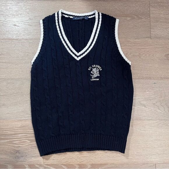 Brandy Melville Navy V Neck Knit Sweater Vest St. George London S/M - Picture 2 of 8